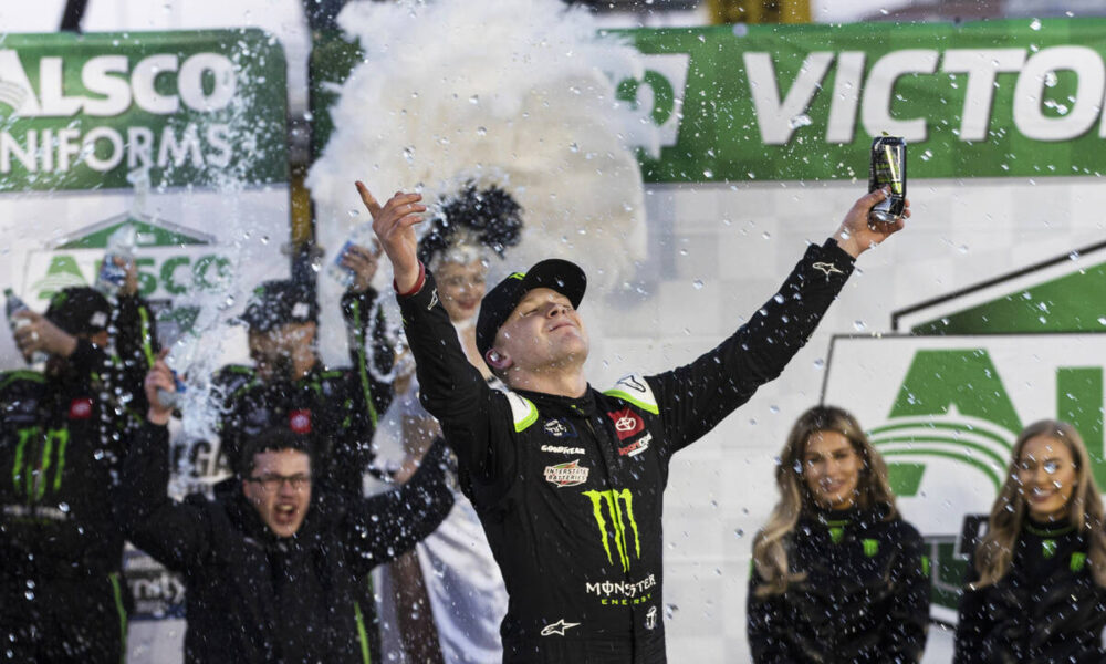 Ty Gibbs dodges flurries, angry rival to win NASCAR Xfinity race