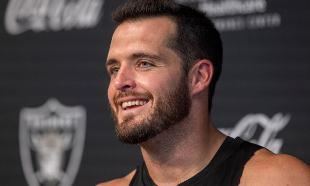 Derek Carr speaks after joint practice with Patriots