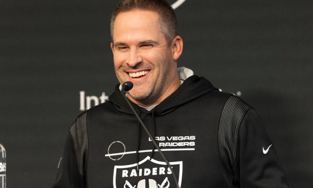 Raiders coach Josh McDaniels speaks to media