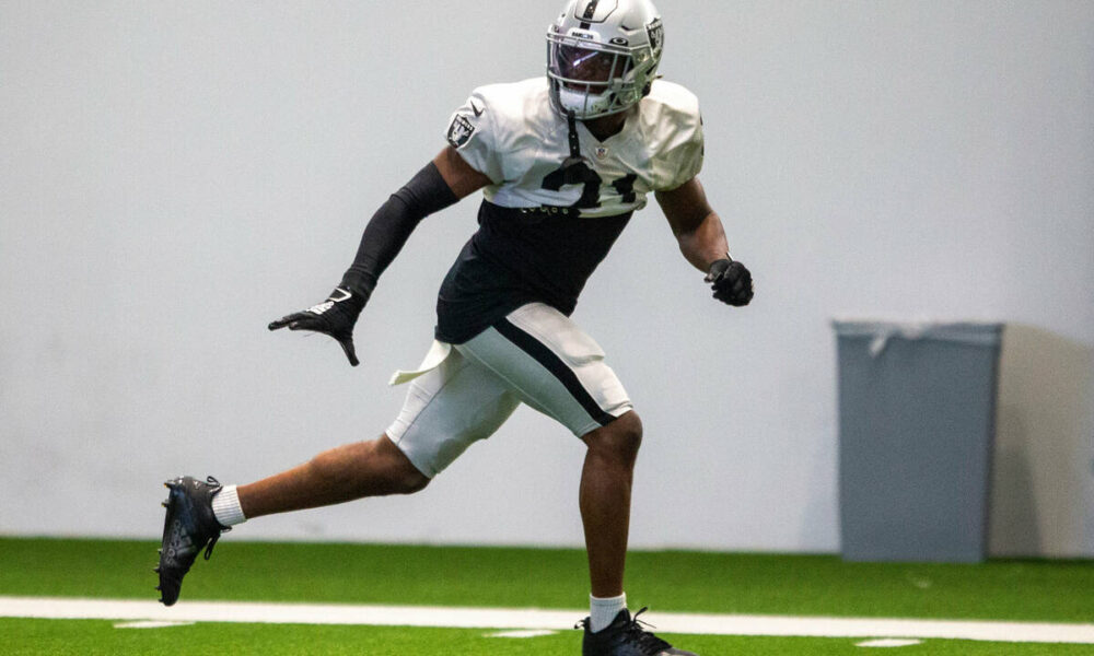 Raiders’ Amik Robertson celebrates first interception with family