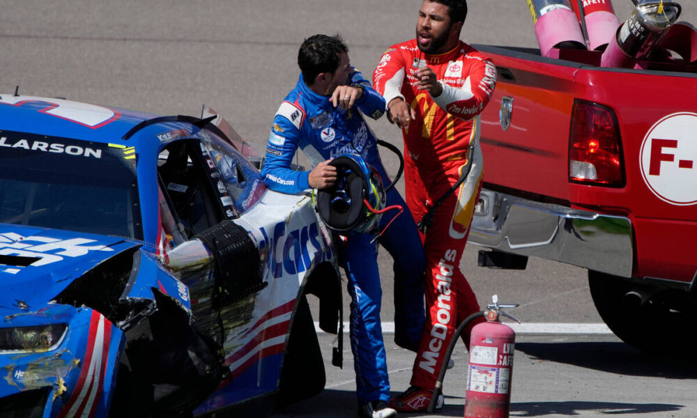 Bubba Wallace, Kyle Larson clash in NASCAR push-and-shove incident ...