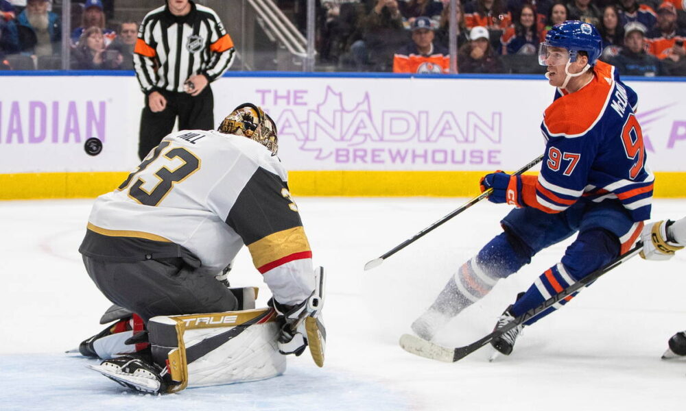 Golden Knights host Connor McDavid, Edmonton Oilers without Mark Stone