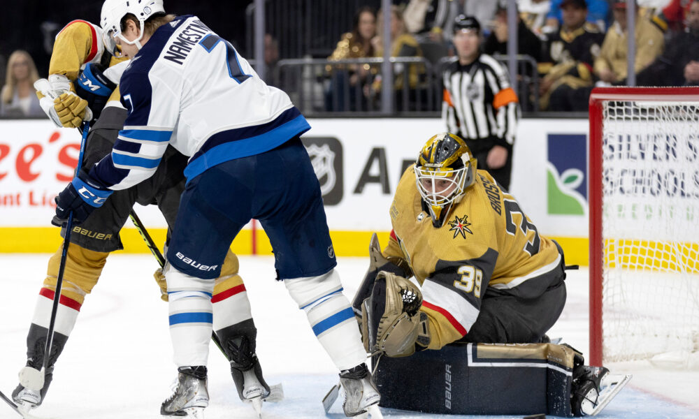 Golden Knights’ Laurent Brossoit, Jets’ Connor Hellebuyck face off