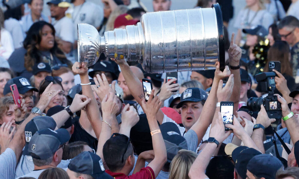 Golden Knights owner Bill Foley spends time with Stanley Cup