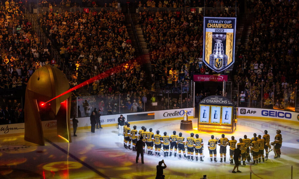 Golden Knights raise Stanley Cup banner from winning slot machine — PHOTOS | Golden Knights